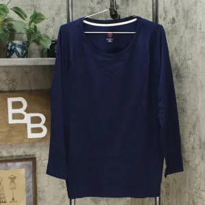 Isaac Mizrahi Live! Essentials Women's Pima Cotton Raglan Top Navy XL