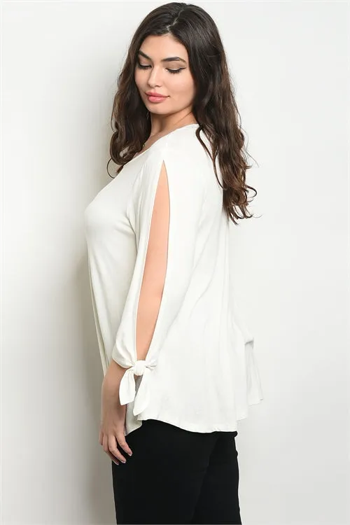 Ivory Slit Sleeve Plus Size Top