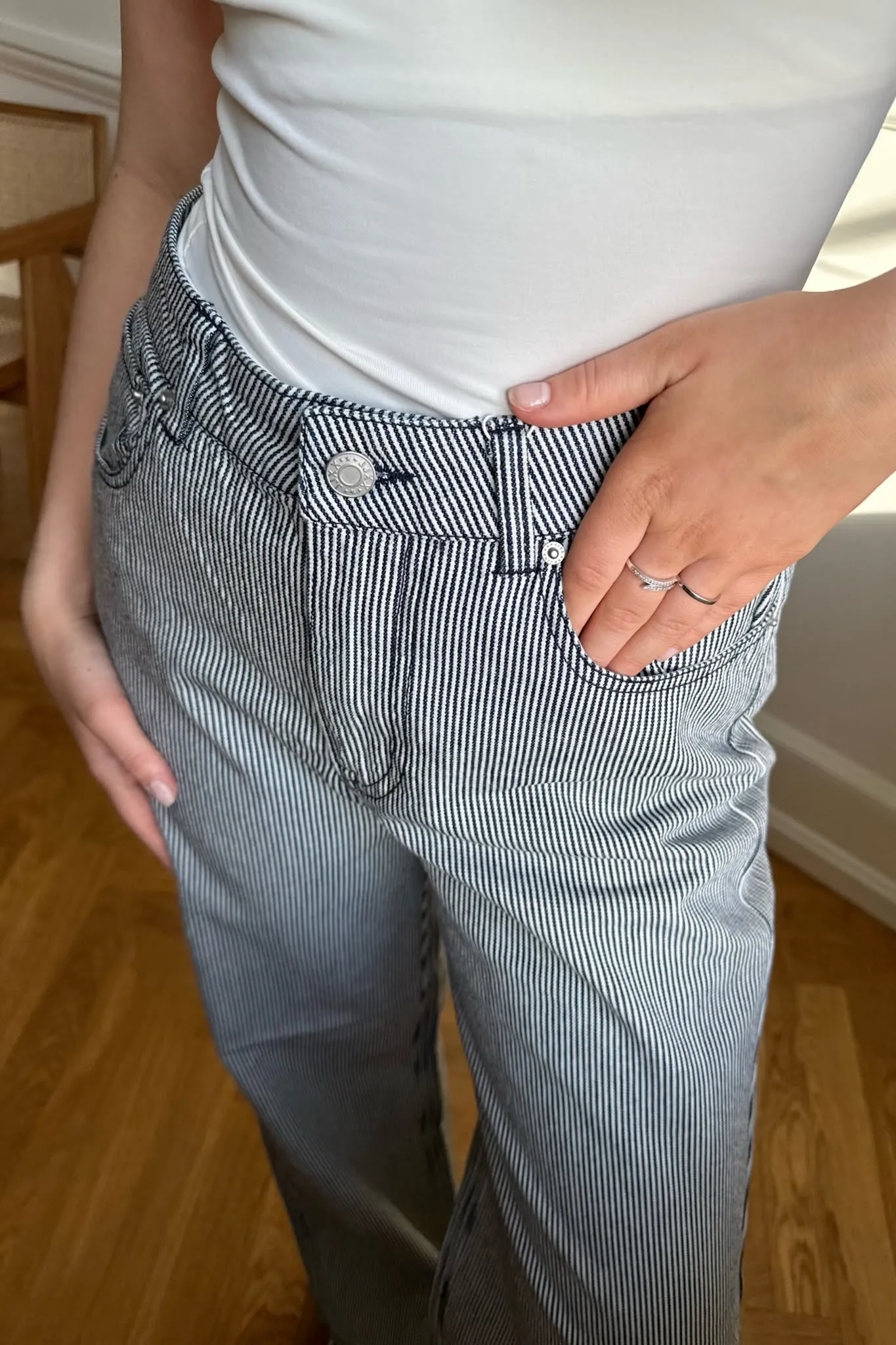 JXHoney Jeans - Grå Hvid Stribet
