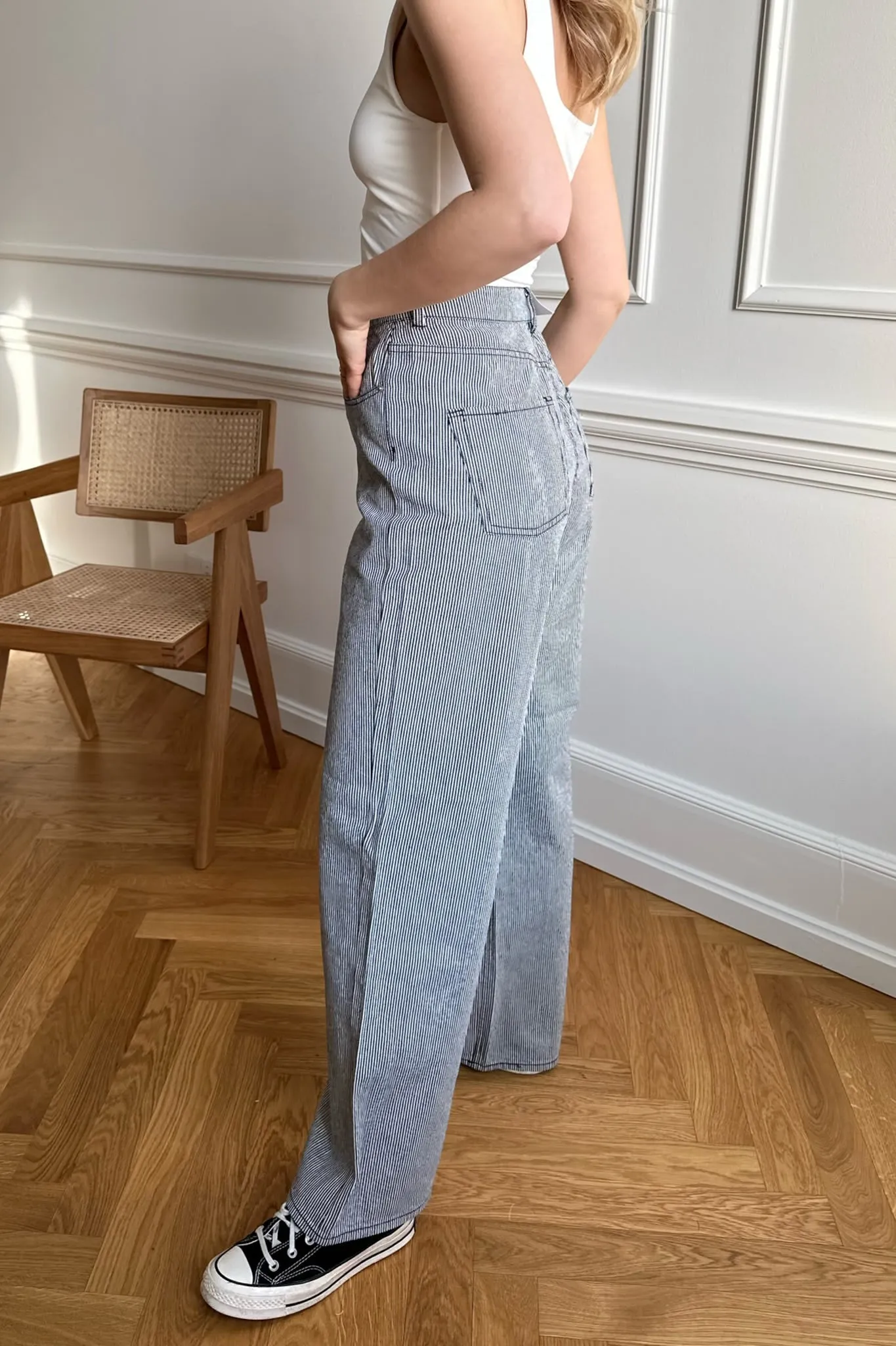 JXHoney Jeans - Grå Hvid Stribet