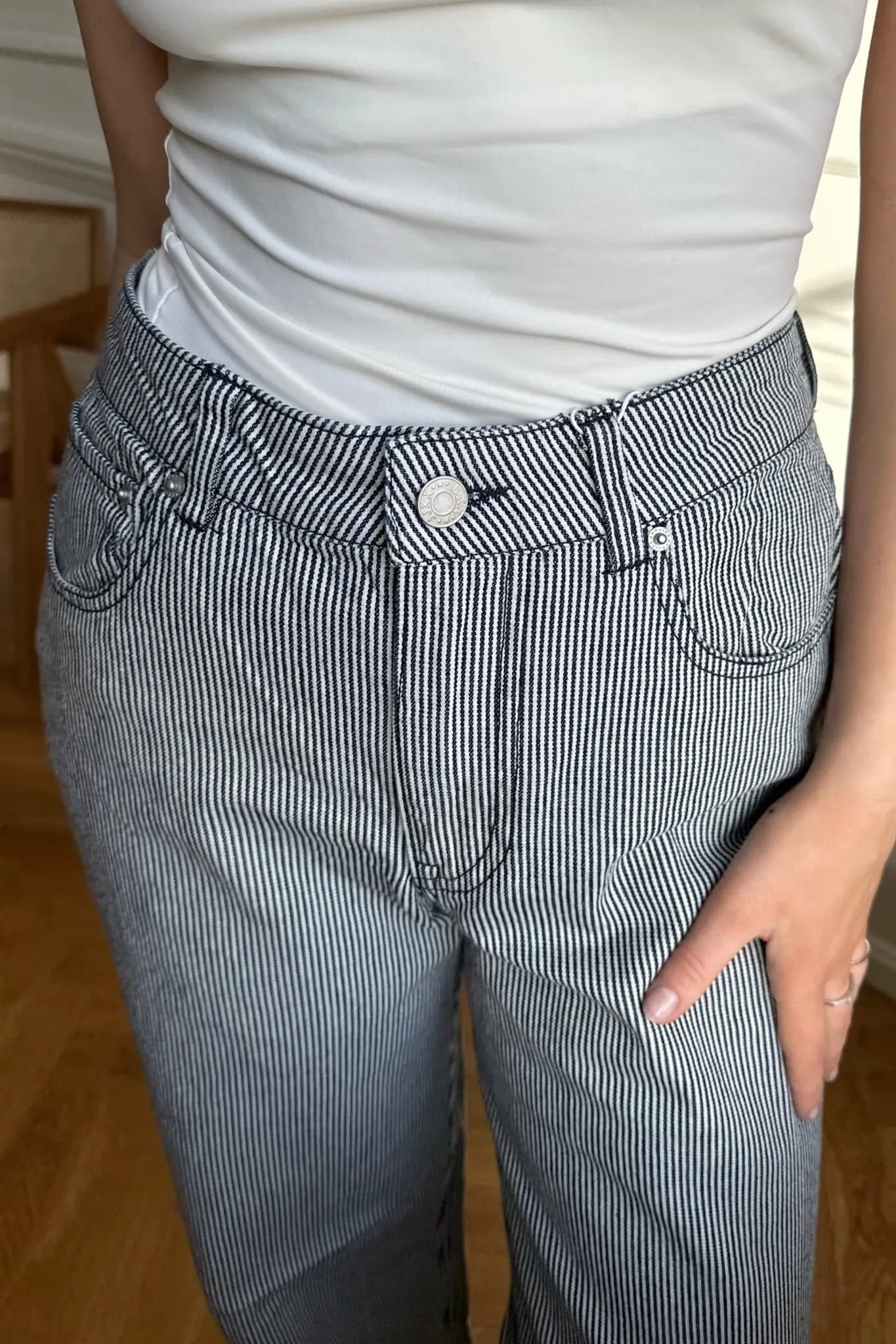 JXHoney Jeans - Grå Hvid Stribet
