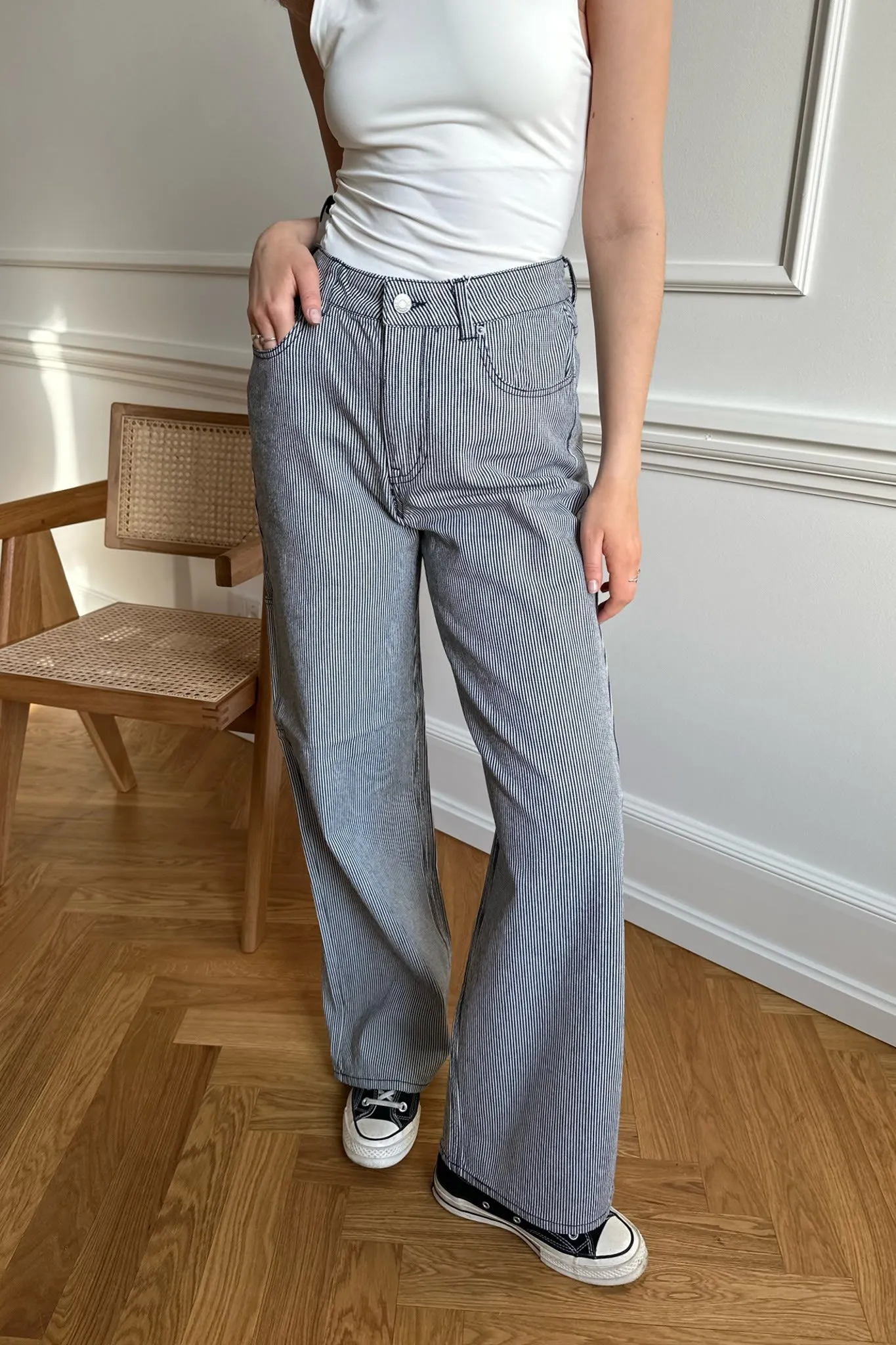 JXHoney Jeans - Grå Hvid Stribet