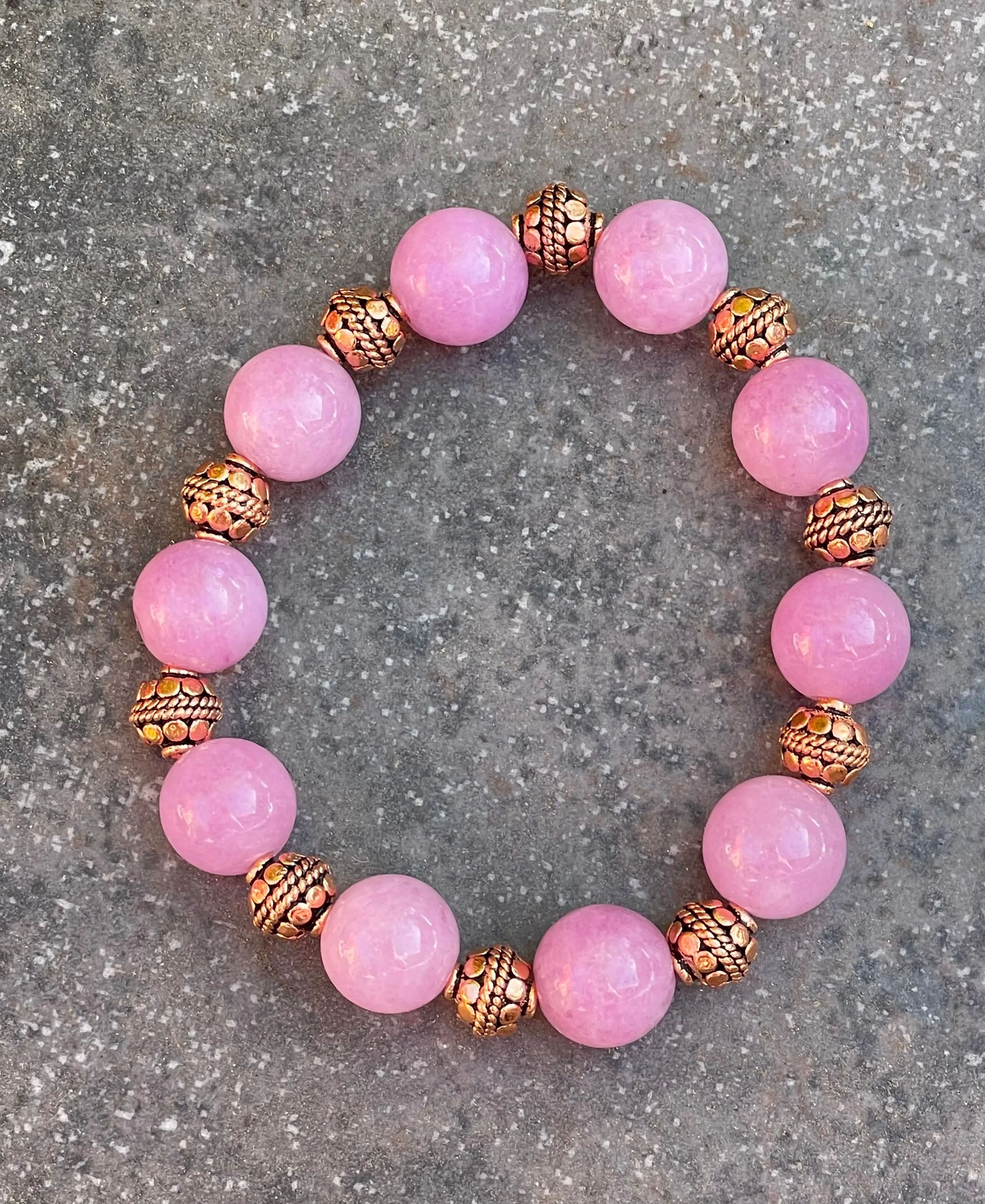 Kunzite gemstone and Copper Bracelet