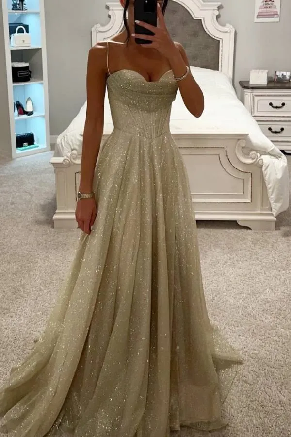 LACE UP GLITTER BALL GOWN