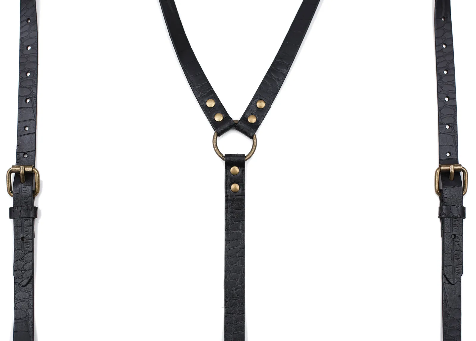 Leather Suspenders for Men Genuine Leather Y Back Adjustable Suspenders with Hooks Groomsmen Gift