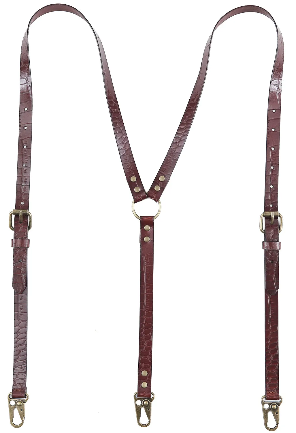 Leather Suspenders for Men Genuine Leather Y Back Adjustable Suspenders with Hooks Groomsmen Gift