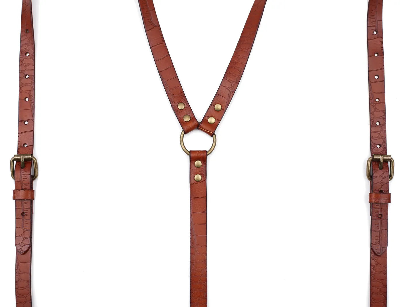 Leather Suspenders for Men Genuine Leather Y Back Adjustable Suspenders with Hooks Groomsmen Gift