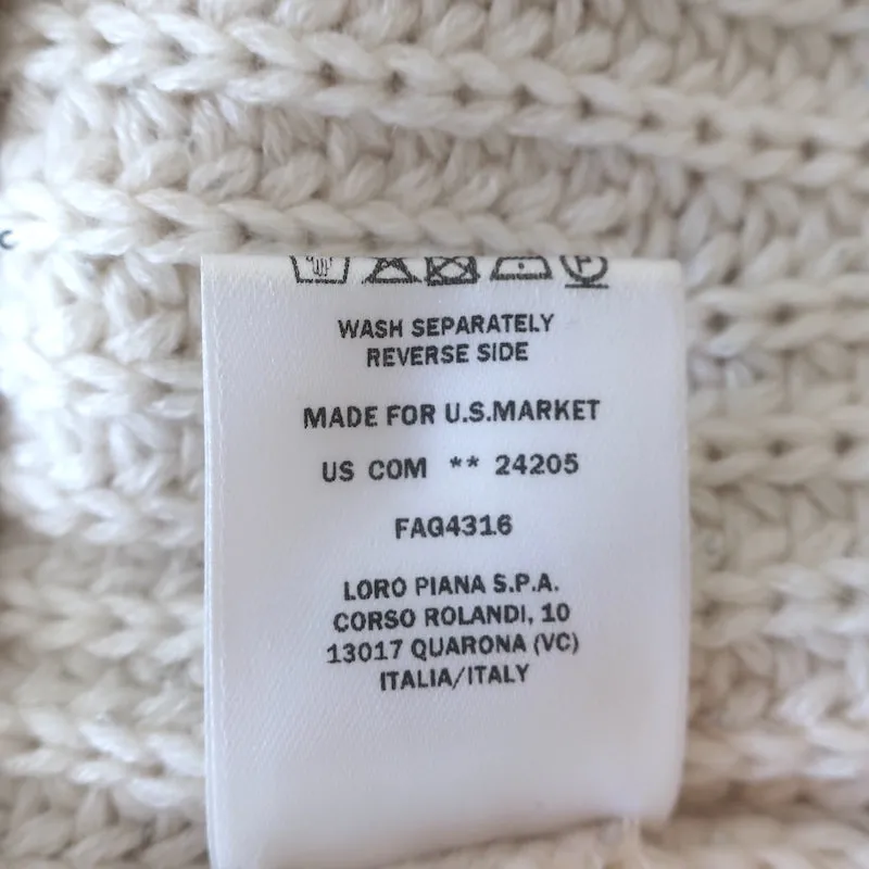 Loro Piana Sequined Turtleneck Sweater Ivory Cashmere-Silk Size 42
