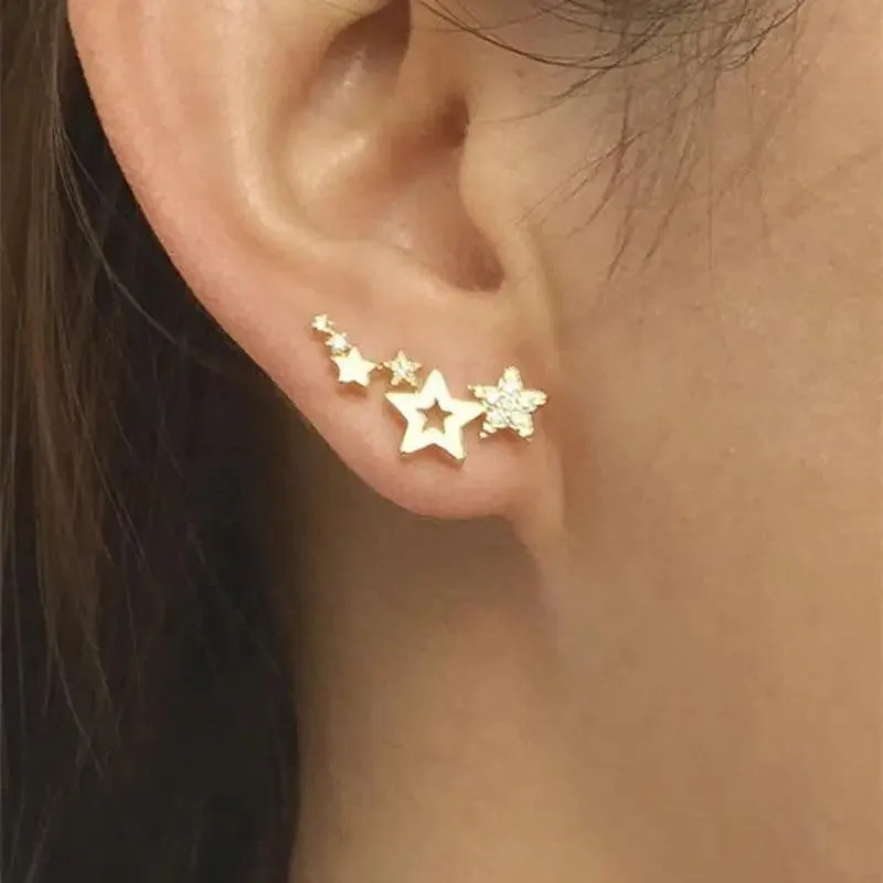 Luxury Modern Sparkling White Zircon Exquisite Simple And Stylish Star Drop Women's Earrings Versatile Female Earring Fashion Jewelry