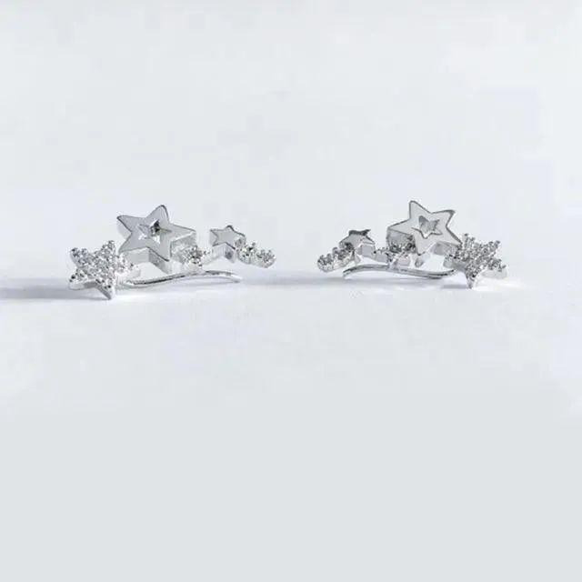 Luxury Modern Sparkling White Zircon Exquisite Simple And Stylish Star Drop Women's Earrings Versatile Female Earring Fashion Jewelry