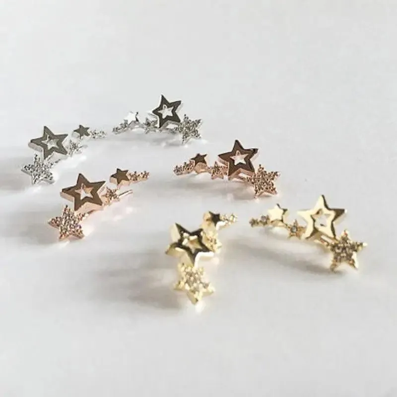 Luxury Modern Sparkling White Zircon Exquisite Simple And Stylish Star Drop Women's Earrings Versatile Female Earring Fashion Jewelry