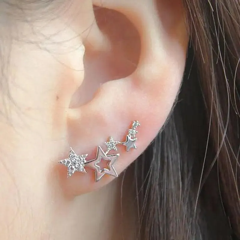 Luxury Modern Sparkling White Zircon Exquisite Simple And Stylish Star Drop Women's Earrings Versatile Female Earring Fashion Jewelry