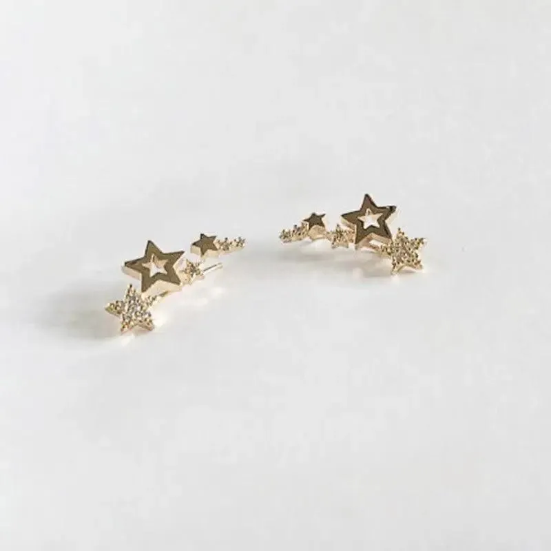 Luxury Modern Sparkling White Zircon Exquisite Simple And Stylish Star Drop Women's Earrings Versatile Female Earring Fashion Jewelry