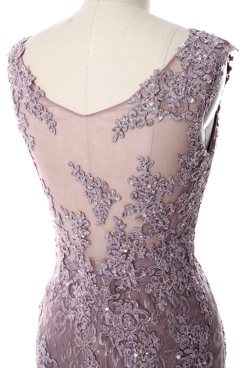 MACloth Women Mermaid Long Wedding Dresses V Neck Lace Evening Prom Gown