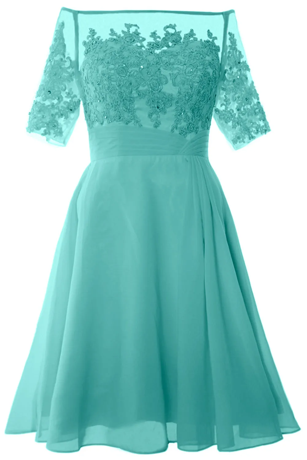 MACloth Women Off Shoulder Short Mother of Bride Dress Cocktail Party Gown