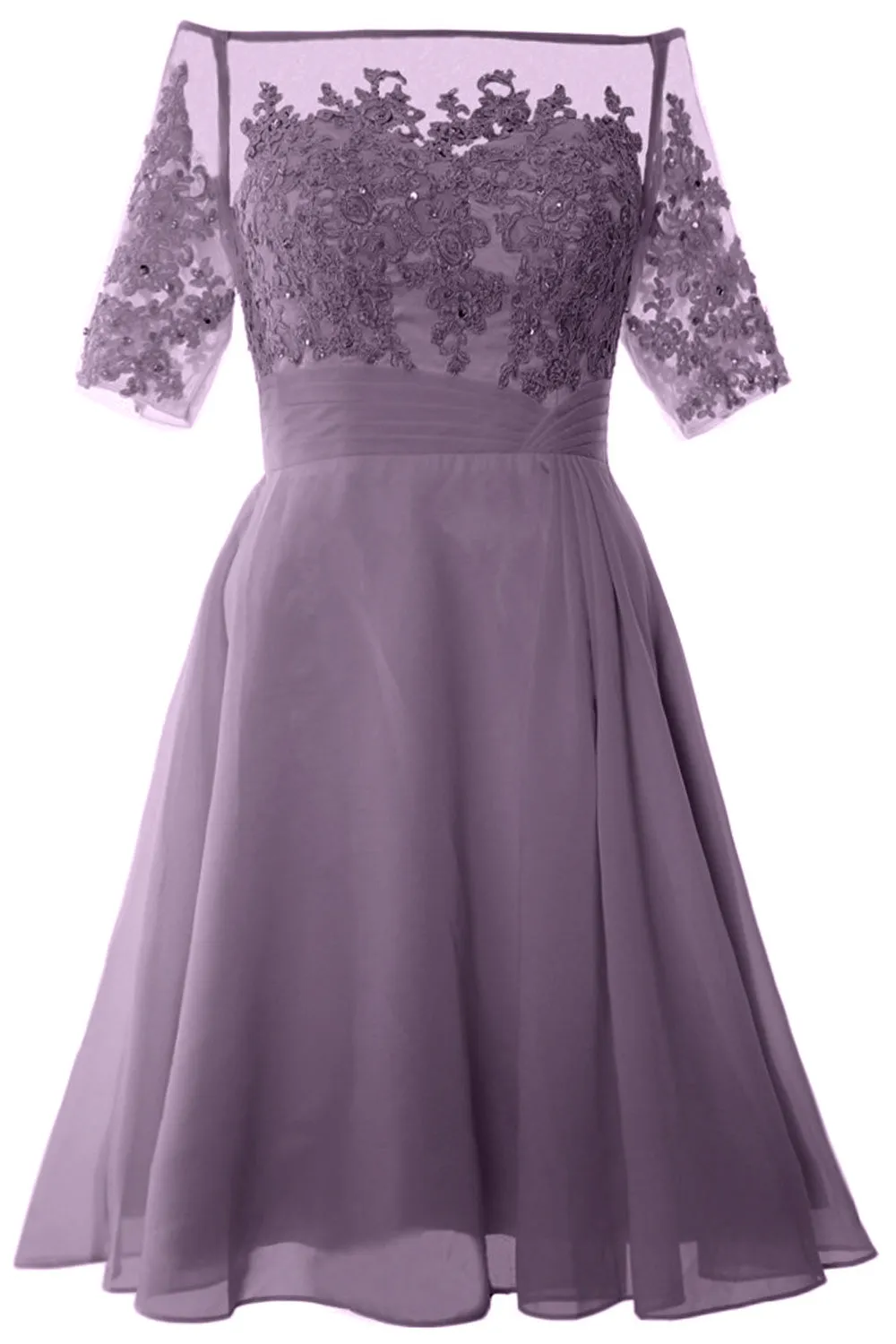 MACloth Women Off Shoulder Short Mother of Bride Dress Cocktail Party Gown