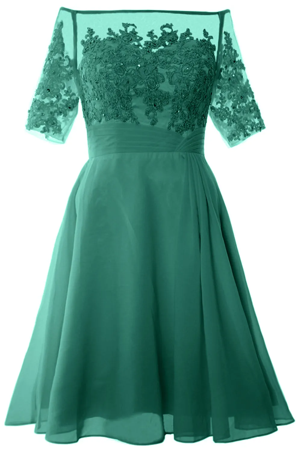MACloth Women Off Shoulder Short Mother of Bride Dress Cocktail Party Gown