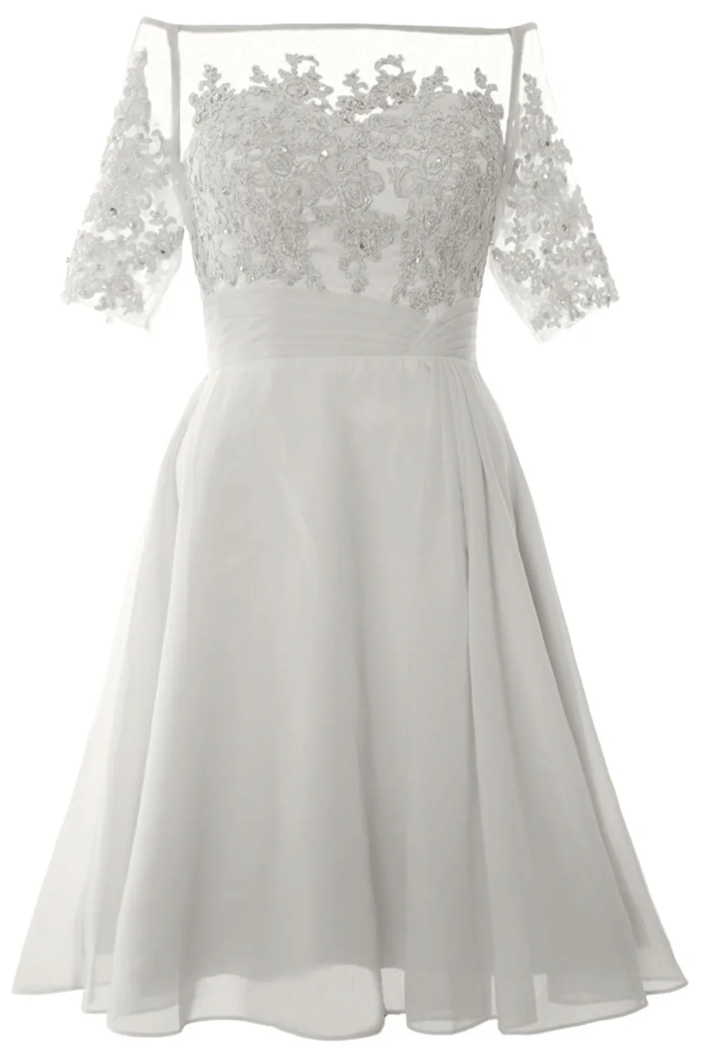 MACloth Women Off Shoulder Short Mother of Bride Dress Cocktail Party Gown