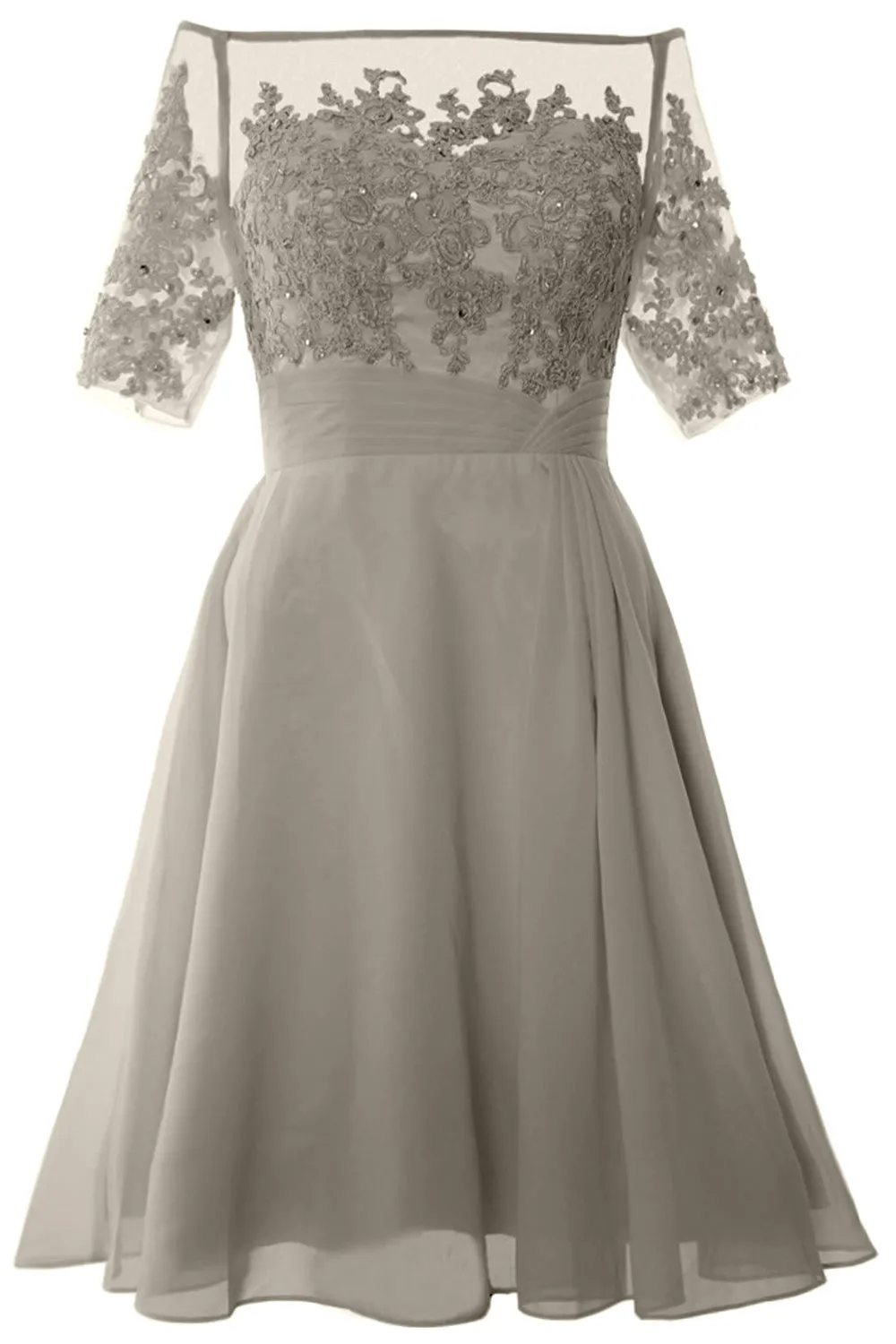 MACloth Women Off Shoulder Short Mother of Bride Dress Cocktail Party Gown