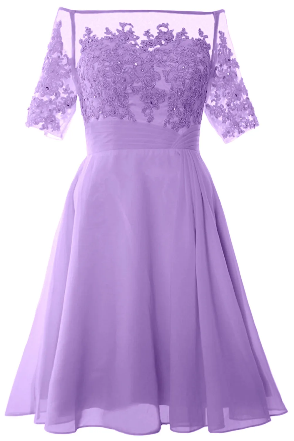 MACloth Women Off Shoulder Short Mother of Bride Dress Cocktail Party Gown