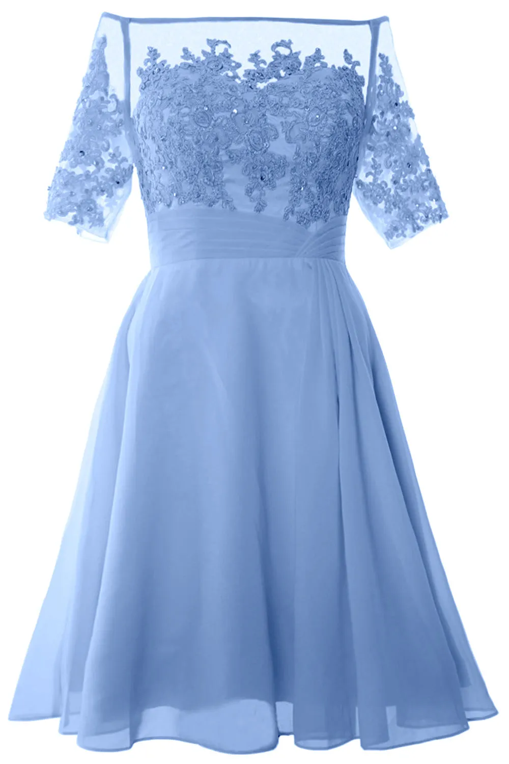MACloth Women Off Shoulder Short Mother of Bride Dress Cocktail Party Gown