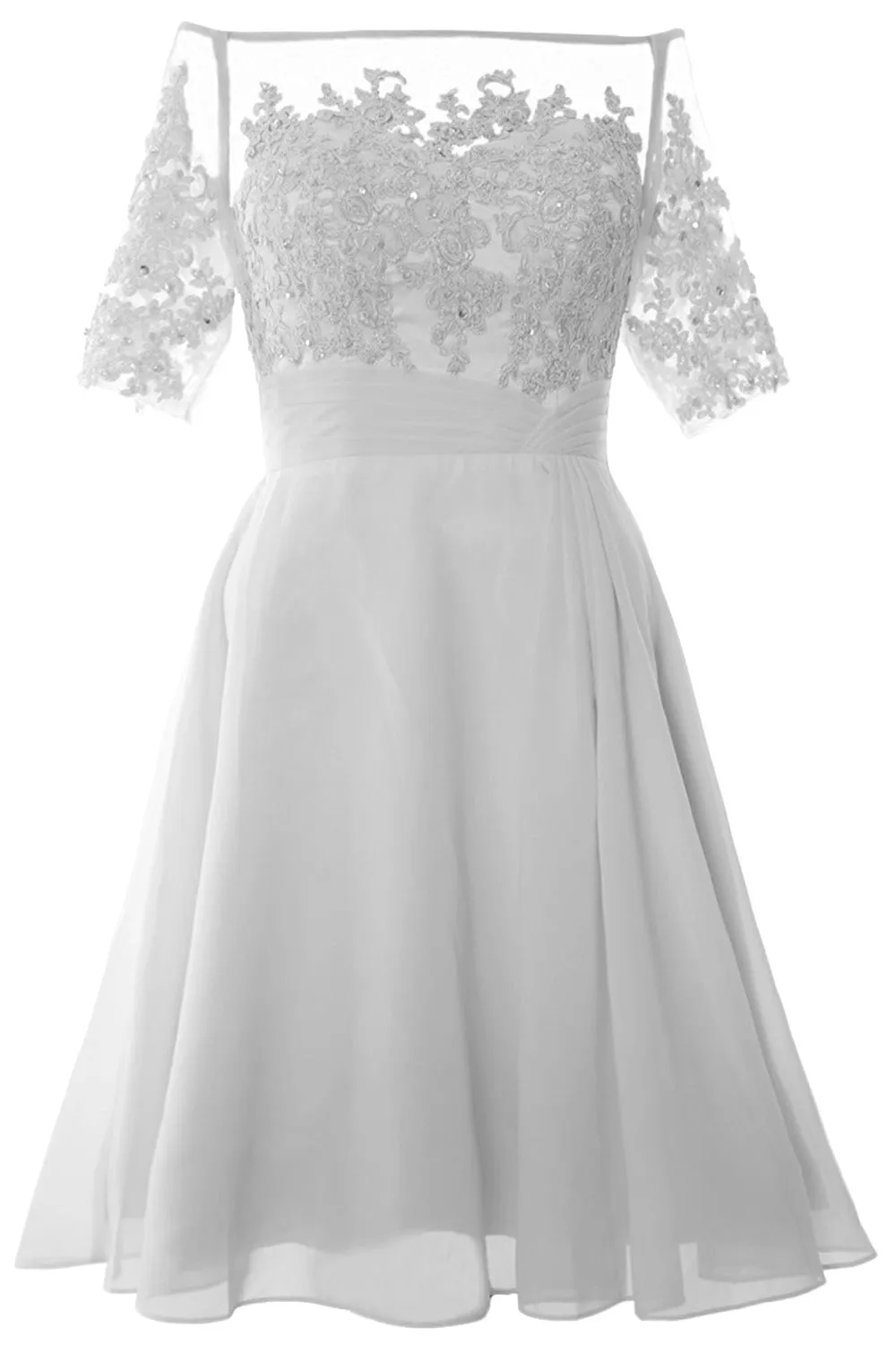 MACloth Women Off Shoulder Short Mother of Bride Dress Cocktail Party Gown