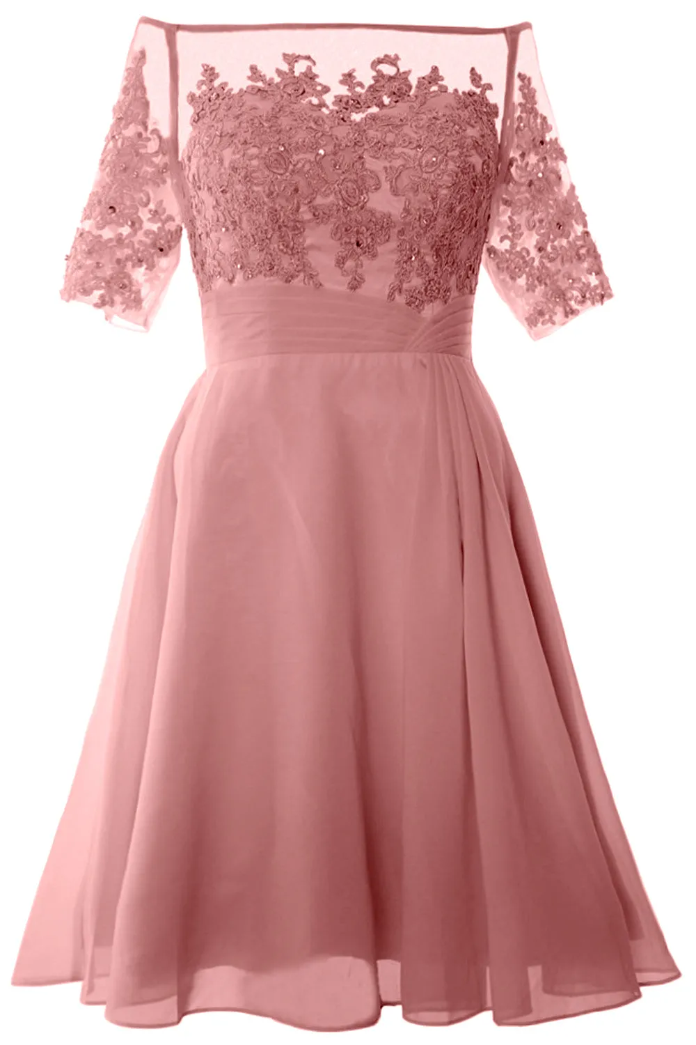 MACloth Women Off Shoulder Short Mother of Bride Dress Cocktail Party Gown
