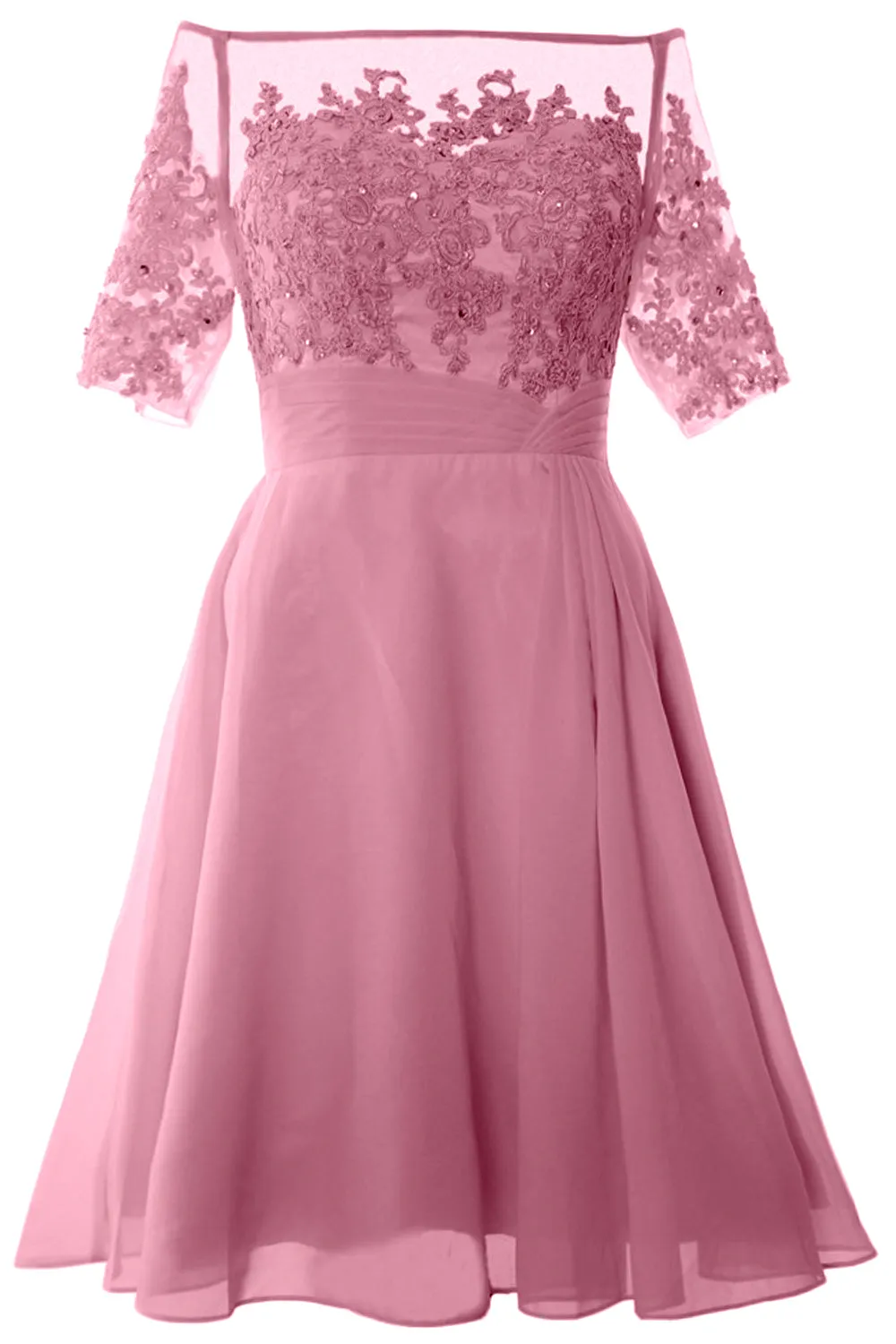 MACloth Women Off Shoulder Short Mother of Bride Dress Cocktail Party Gown