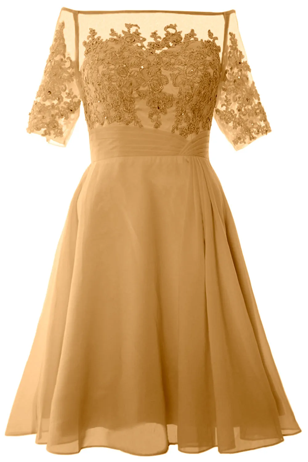 MACloth Women Off Shoulder Short Mother of Bride Dress Cocktail Party Gown