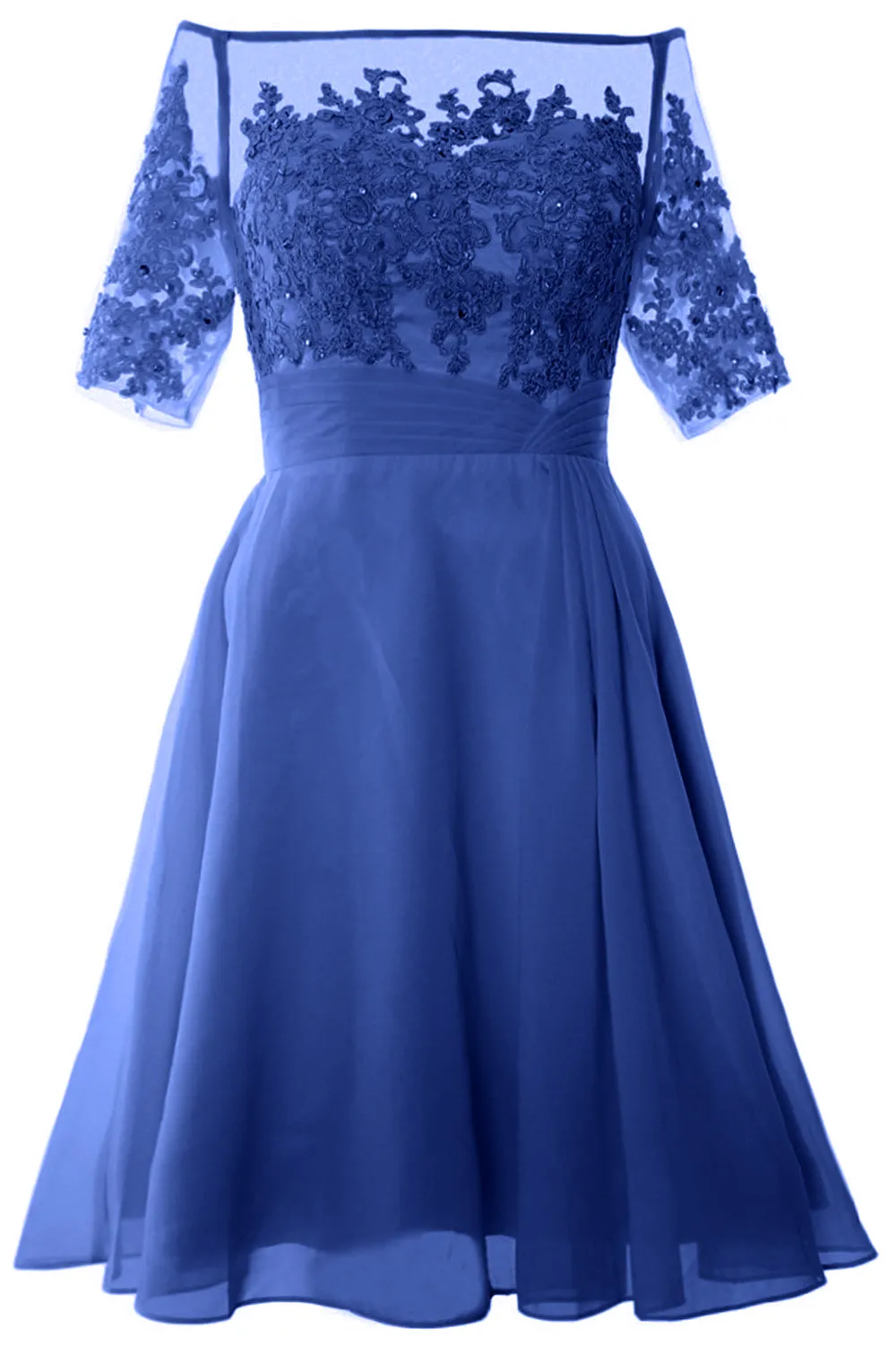 MACloth Women Off Shoulder Short Mother of Bride Dress Cocktail Party Gown
