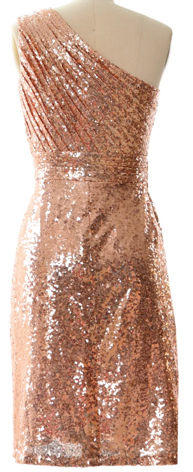 MACloth Women One Shoulder Sequin Cocktail Dress Short Bridesmaid Fomral Gown