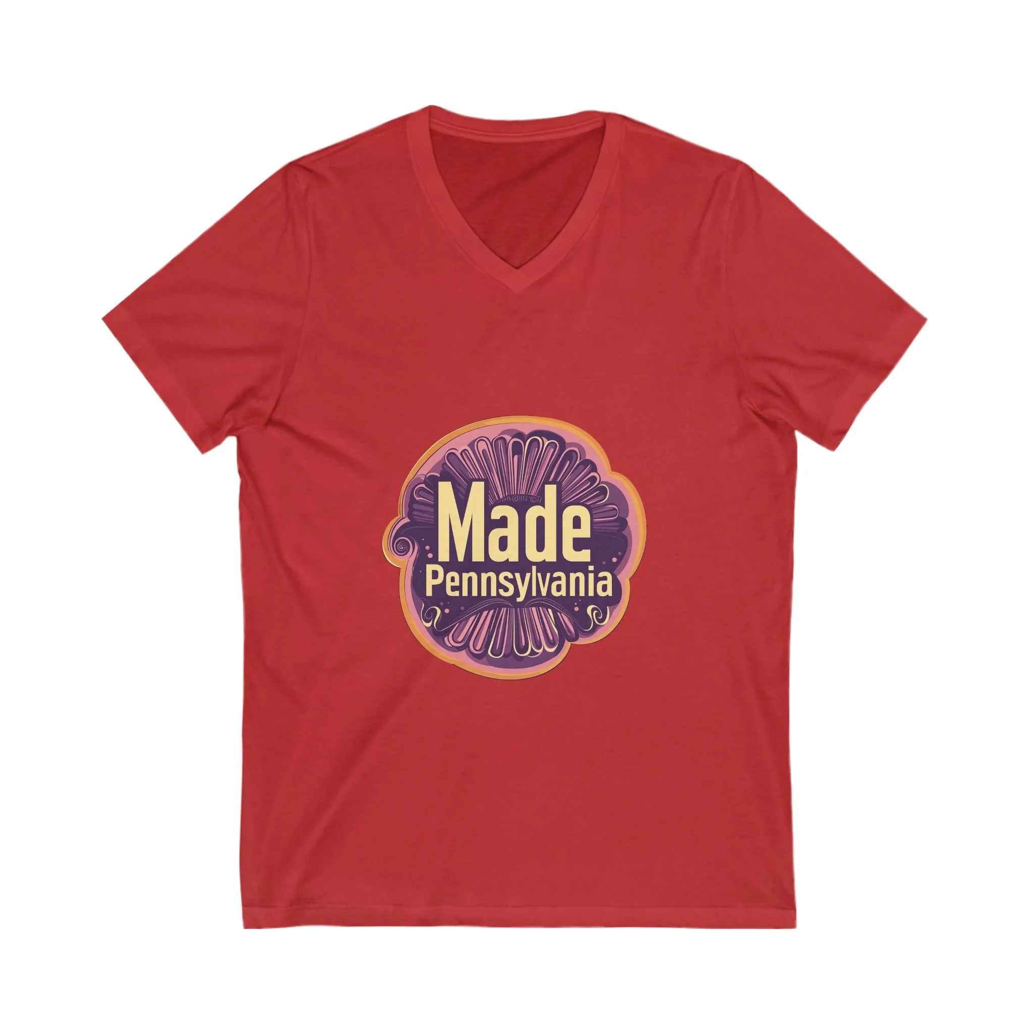 Made in Pennsylvania V-Neck T-Shirt | Vintage State Pride Design | Retro Local Unisex Tee