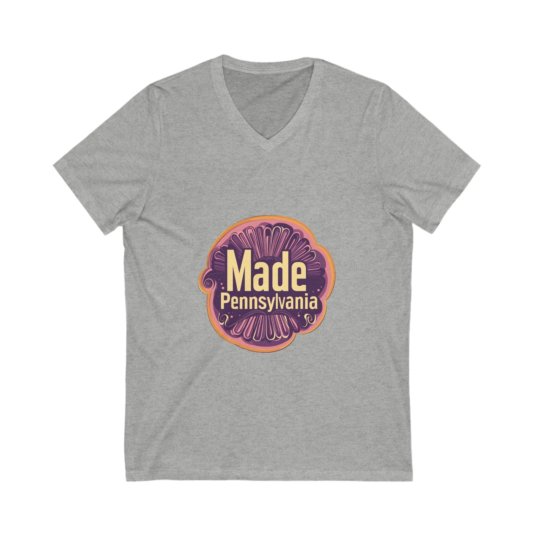 Made in Pennsylvania V-Neck T-Shirt | Vintage State Pride Design | Retro Local Unisex Tee