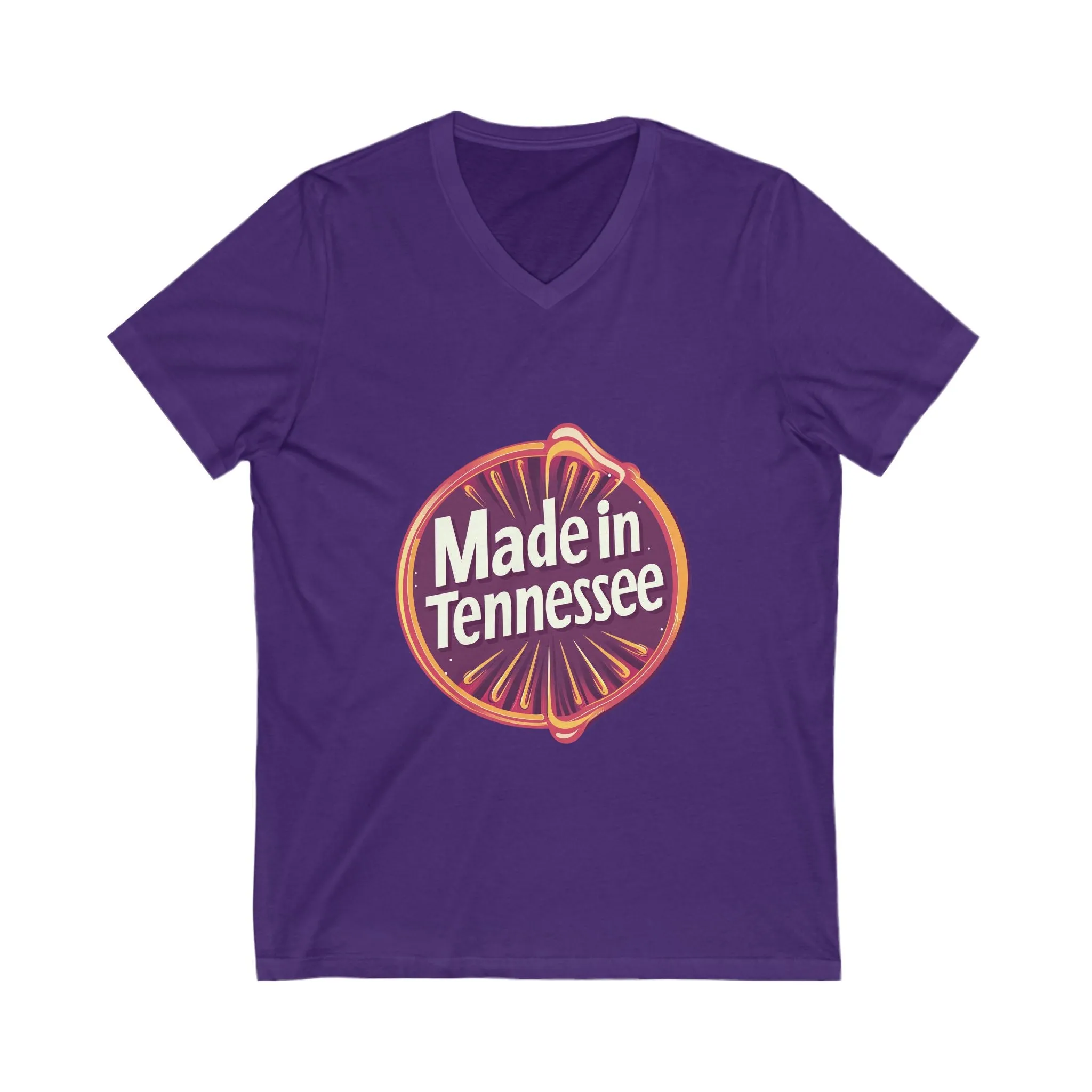 Made in Tennessee V-Neck T-Shirt | Retro State Pride Design | Vintage Circle Badge Unisex Tee