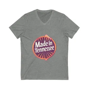 Made in Tennessee V-Neck T-Shirt | Retro State Pride Design | Vintage Circle Badge Unisex Tee