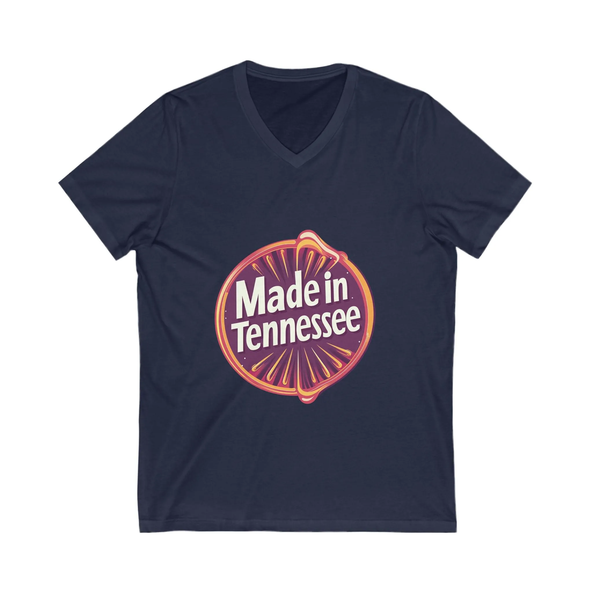 Made in Tennessee V-Neck T-Shirt | Retro State Pride Design | Vintage Circle Badge Unisex Tee