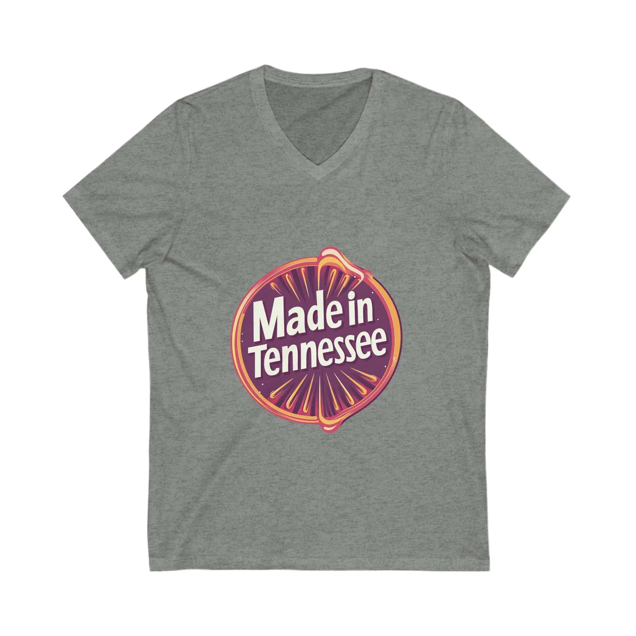 Made in Tennessee V-Neck T-Shirt | Retro State Pride Design | Vintage Circle Badge Unisex Tee