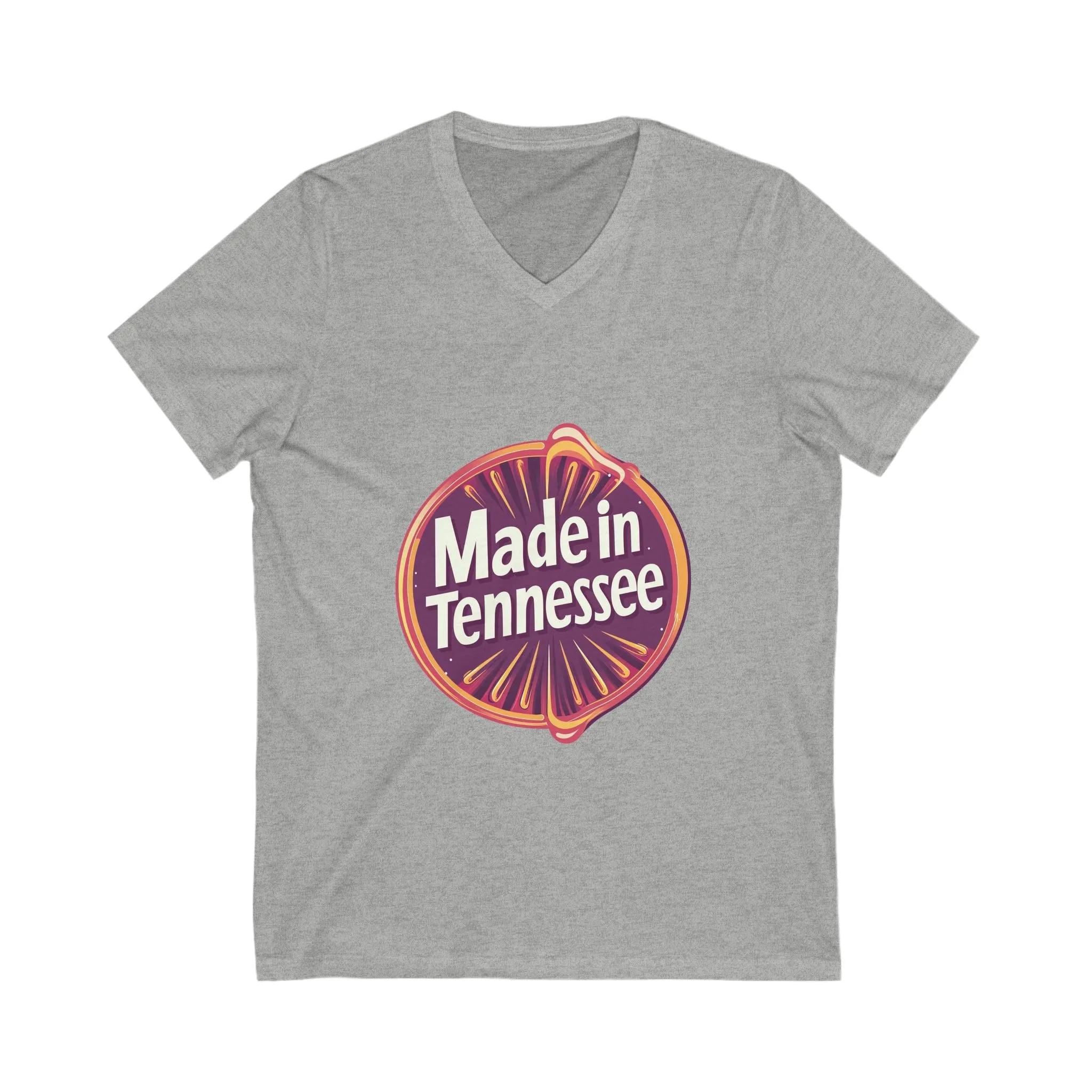 Made in Tennessee V-Neck T-Shirt | Retro State Pride Design | Vintage Circle Badge Unisex Tee