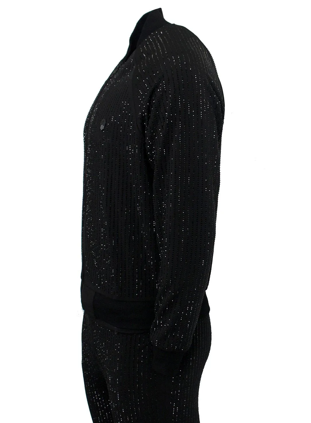 Men's Long Sleeve Diamond Jacket-Black/Black
