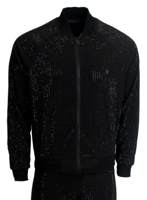 Men's Long Sleeve Diamond Jacket-Black/Black