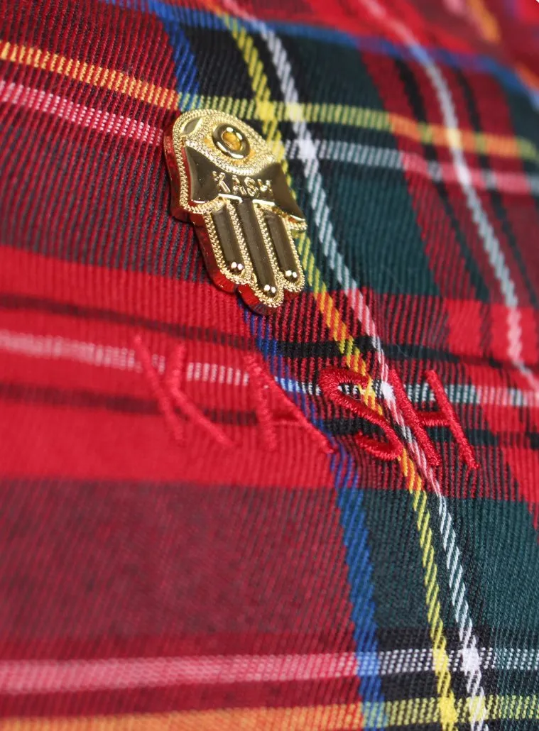 Men's Long Sleeve Plaid Track Jacket from 'Private School Collection'-Red