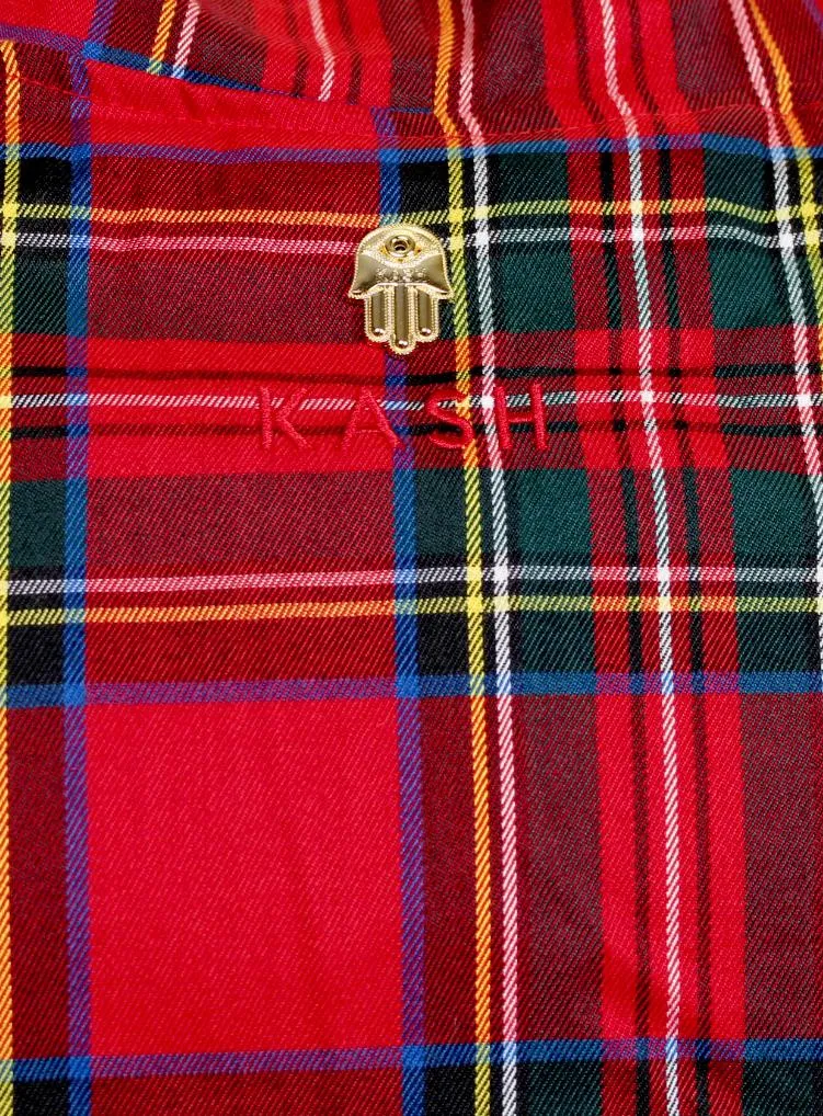 Men's Long Sleeve Plaid Track Jacket from 'Private School Collection'-Red