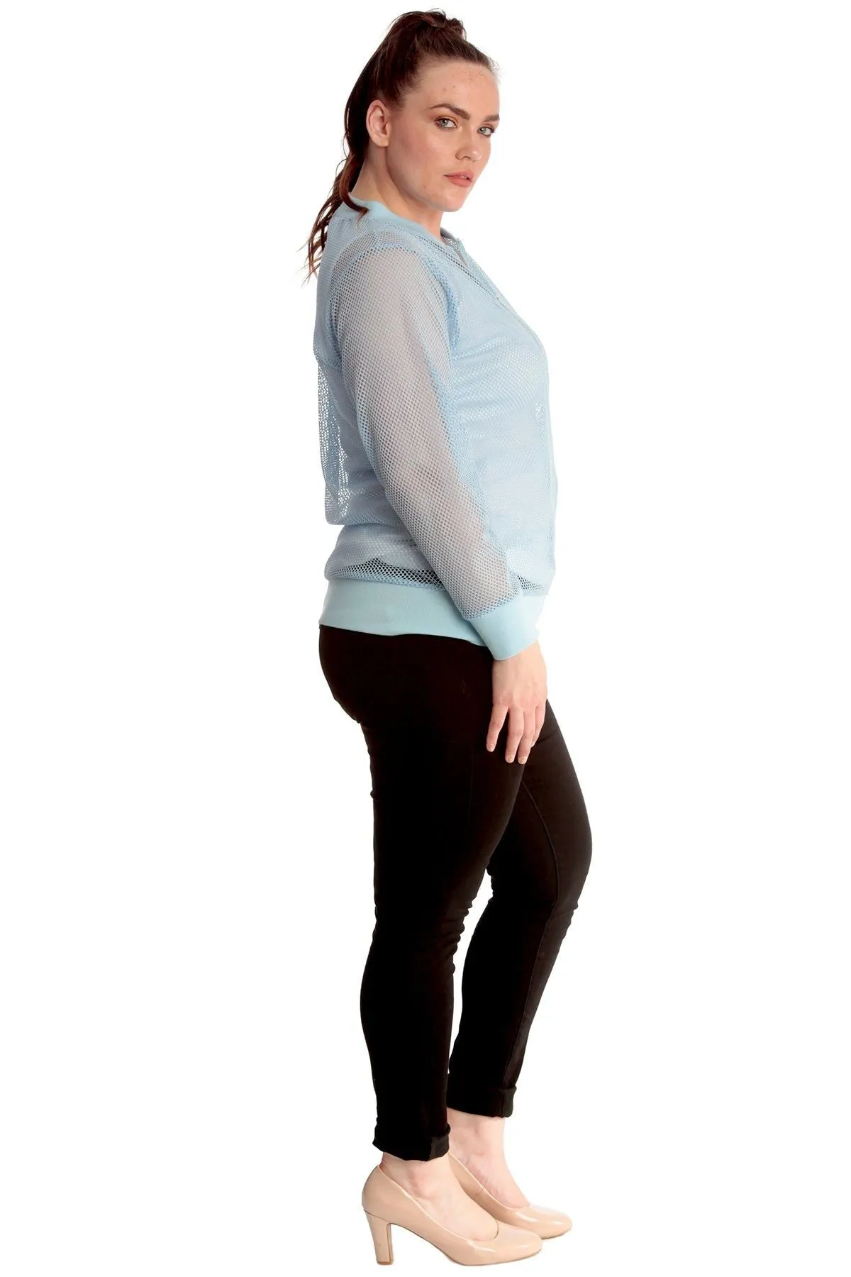 Mesh Bomber Jacket Ladies Net Plain Top