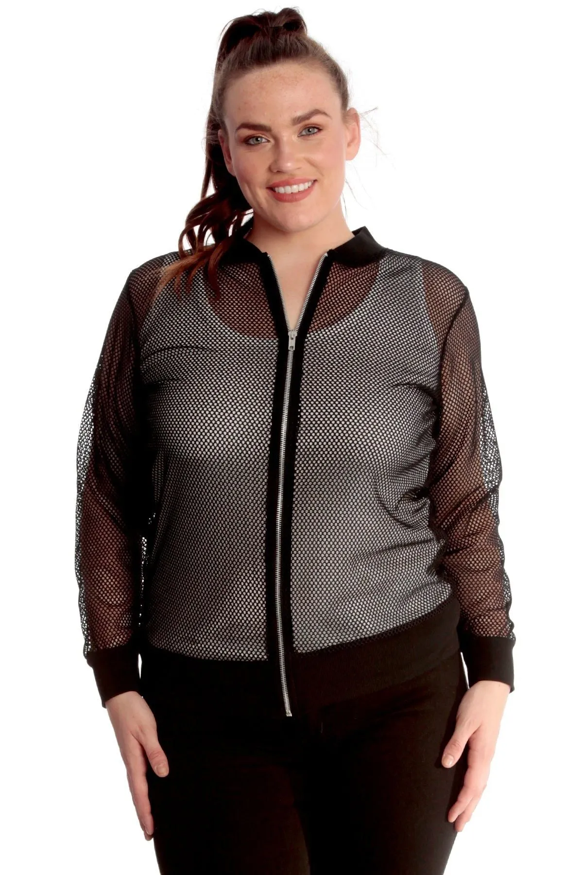 Mesh Bomber Jacket Ladies Net Plain Top