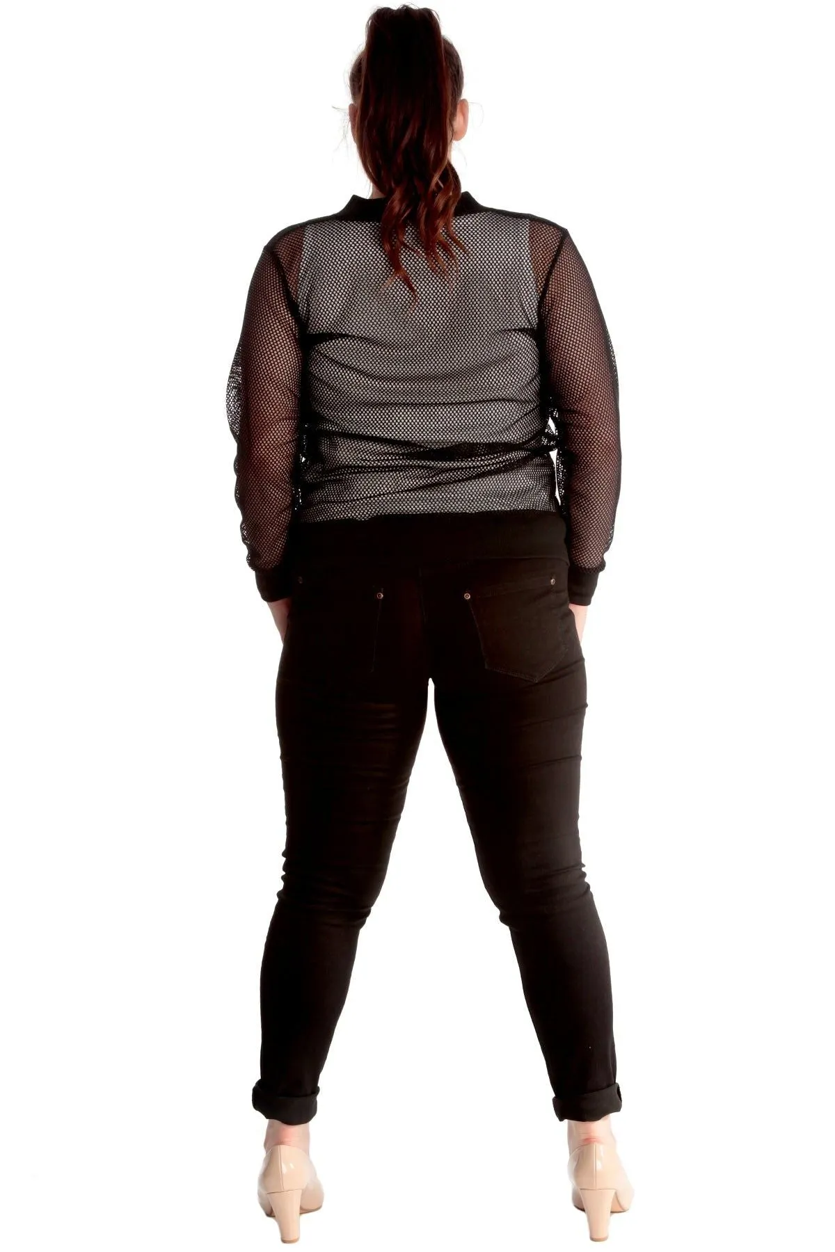 Mesh Bomber Jacket Ladies Net Plain Top
