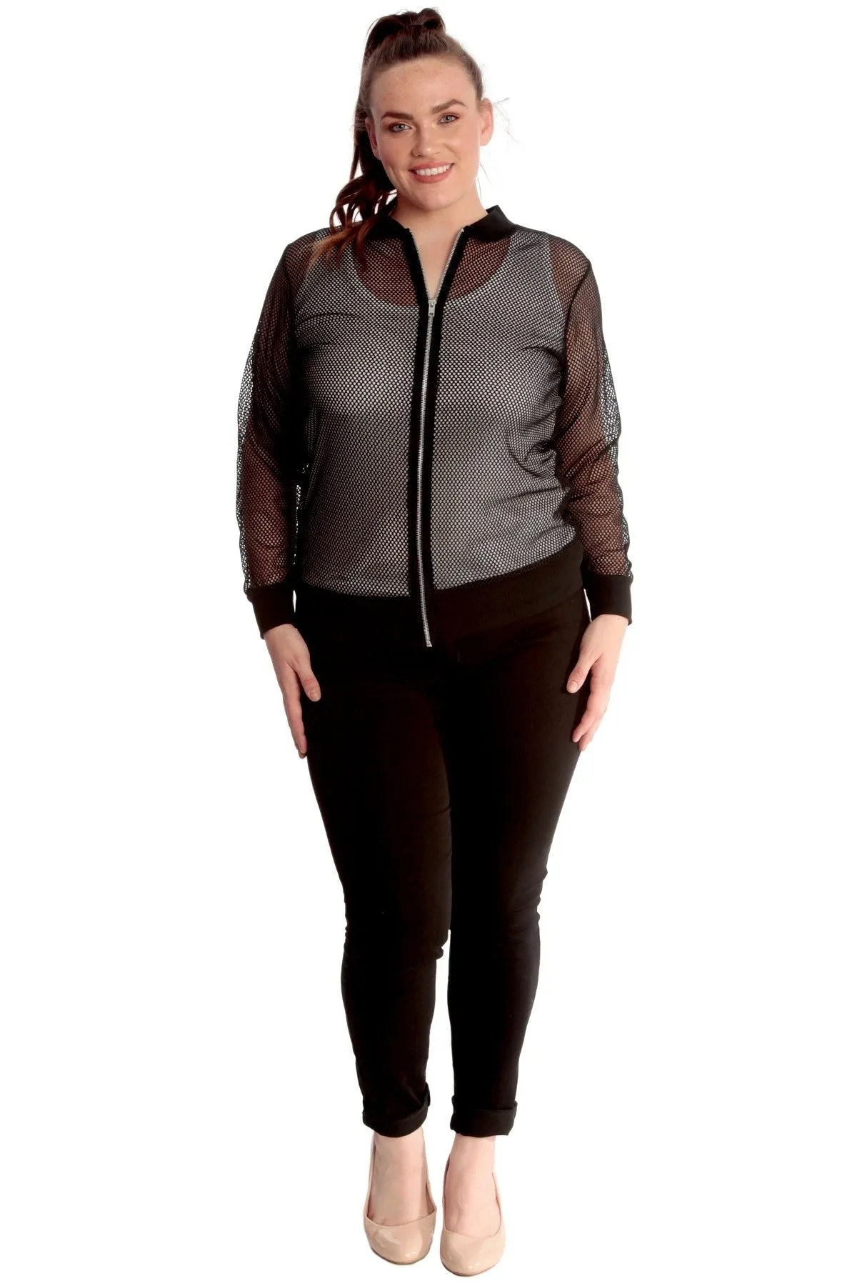 Mesh Bomber Jacket Ladies Net Plain Top