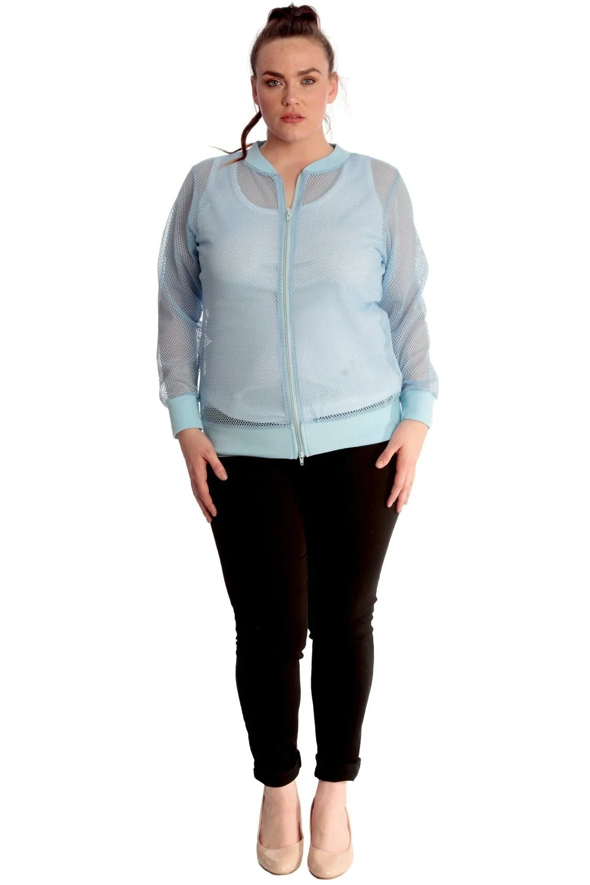 Mesh Bomber Jacket Ladies Net Plain Top