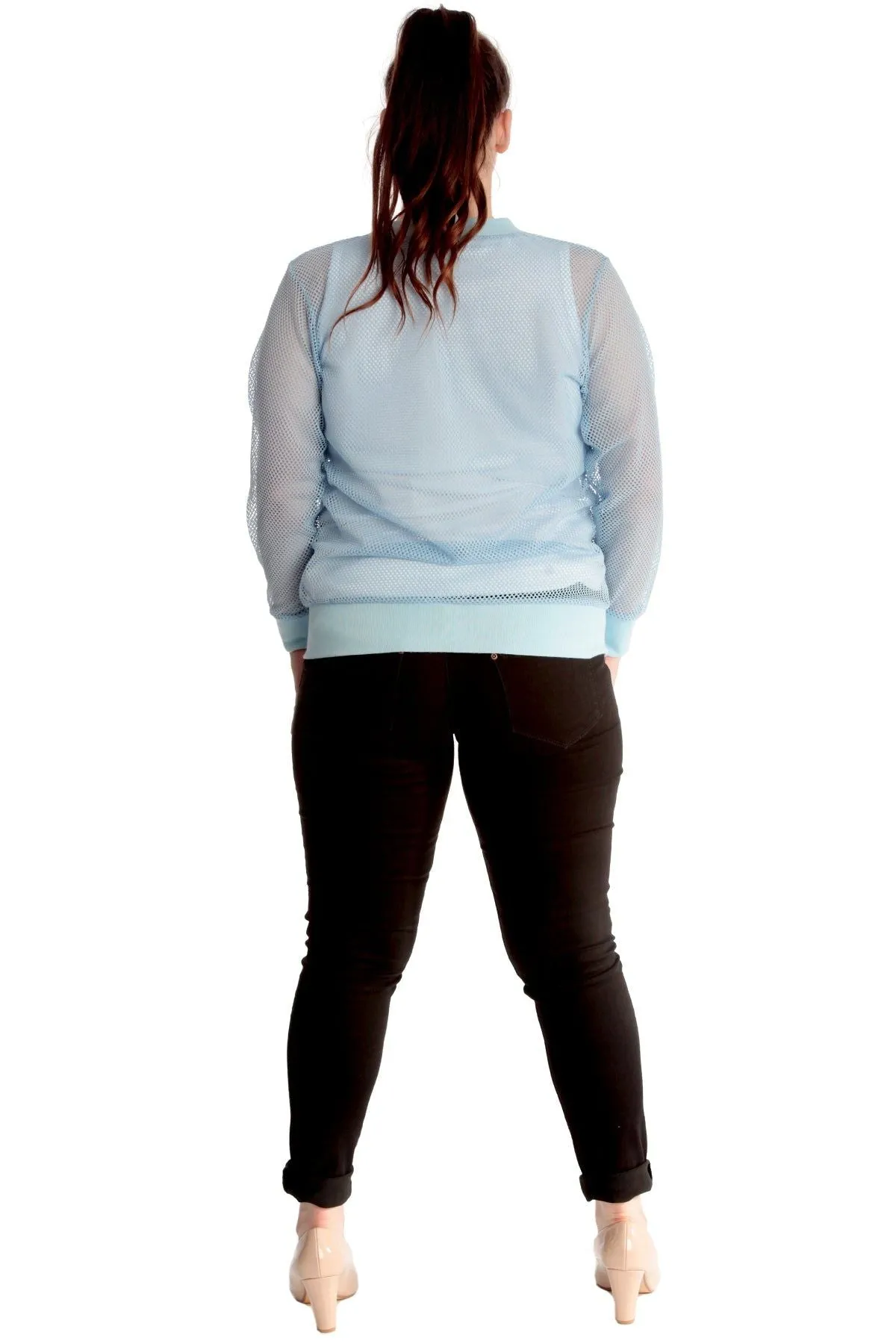 Mesh Bomber Jacket Ladies Net Plain Top