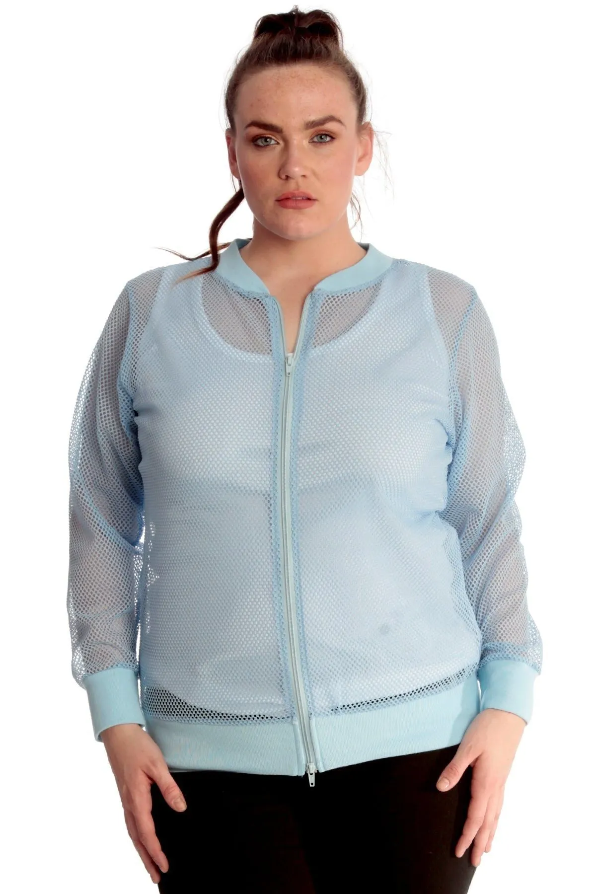 Mesh Bomber Jacket Ladies Net Plain Top