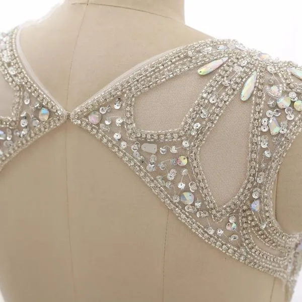 Mesh Illusion Crystal Prom Evening Dress